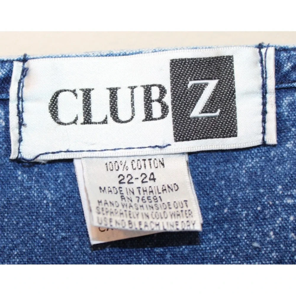 VTG Club Z embroidered beaded blue denim top plus size 22-24 embellished 1980s